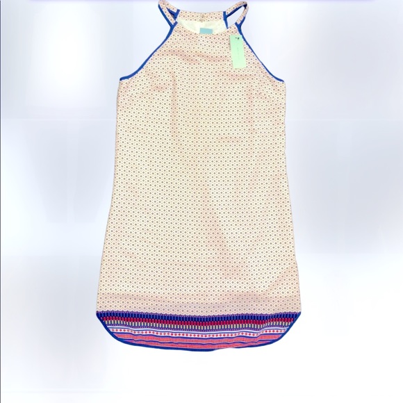 Skies Are Blue(Dillards)- Border Print Halter Neck Sleeveless Shift Dress SZ S - Picture 2 of 12